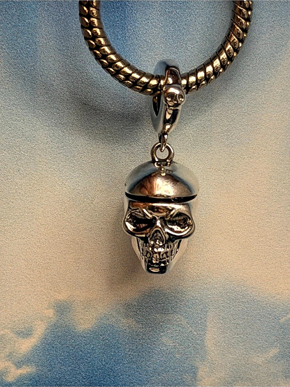 Openable Sterling Silver Skull brain charm Pendant